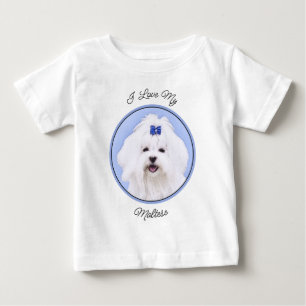 T-shirt Pour Bébé Peinture maltaise - Joli art original pour chien