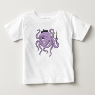 T-shirt Pour Bébé Peinture Octopus Peinture brosse