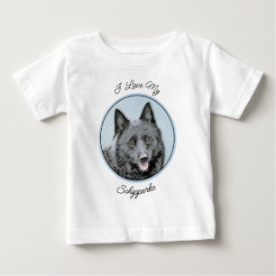 T-shirt Pour Bébé Peinture Schipperke - Cute Original Chien Art