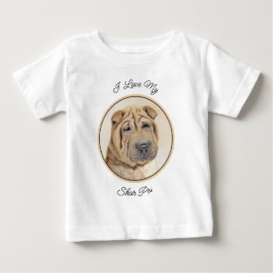 T-shirt Pour Bébé Peinture Shar Pei - Cute Original Chien Art