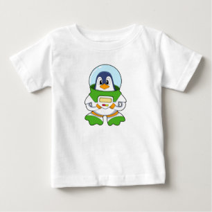 T-shirt Pour Bébé Penguin en astronaute costume