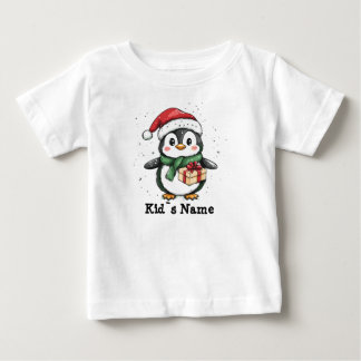 T-shirt Pour Bébé Penguin en chapeau santa de Noël