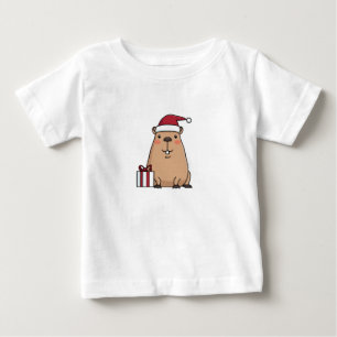 T-shirt Pour Bébé Père Noël Capybara Holiday Fun