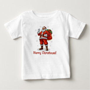 T-shirt Pour Bébé Père Noël classique apportant des cadeaux de Noël
