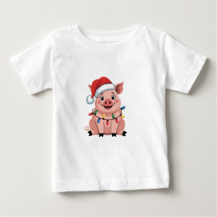 T-shirt Pour Bébé Père Noël de Noël pour cochon Chapeau de Noël Vaca