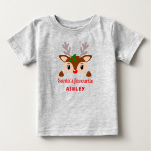T-shirt Pour Bébé Père Noël favori, Rennes de Rudolph bébé Noël