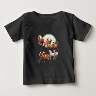 T-shirt Pour Bébé Père Noël montant des chevaux, traîneau équestre