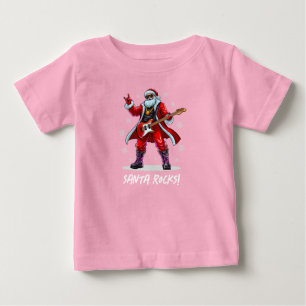 T-shirt Pour Bébé Père Noël Rocks ! Funny Père Noël jouant de la gui