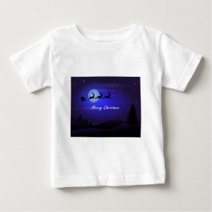 T-shirt Pour Bébé Père Noël Sleigh Moon Joyeux Noël