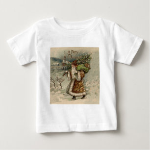T-shirt Pour Bébé Père Noël victorien avec arbre de Noël