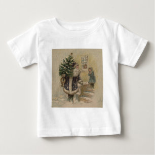 T-shirt Pour Bébé Père Noël Vintage Neige Arbre de Noël
