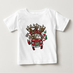 T-shirt Pour Bébé Père Noël Woody et son dessin de Noël Reindeer