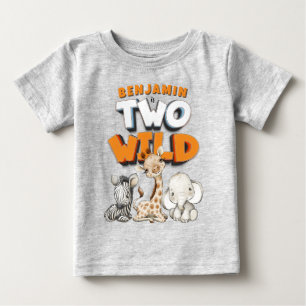 T-shirt Pour Bébé Personnalisé Deux Comics Sauvages Safari 2e annive