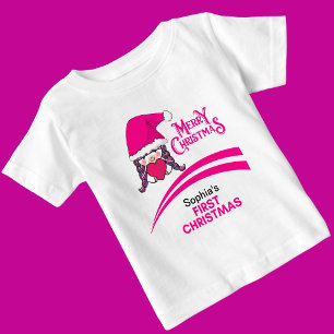 T-shirt Pour Bébé Personnalisé Premier Noël, Joyeux Noël