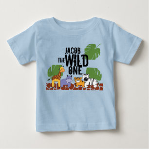 T-shirt Pour Bébé Personnalisé WILI ONE Safari bleu premier anniver