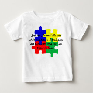 T-shirt Pour Bébé Personnalisée "Soeur" Autisme T-shirt bébé