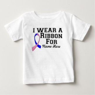 T-shirt Pour Bébé Personnaliser je porte un ruban rose et bleu