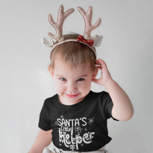 T-shirt Pour Bébé Petit Aide du Père Noël Motif de Cadeau de Cœur Bl