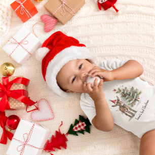 T-shirt Pour Bébé petit âne mignon et arbre de noël, personnalisable