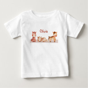 T-shirt Pour Bébé Petit animal de ferme Nom personnalisé