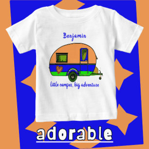 T-shirt Pour Bébé Petit Camper Big Adventure Nom de l'enfant