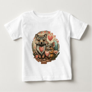 T-shirt Pour Bébé Petit chiot loup et lapin sauvage