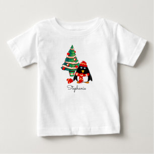 T-shirt Pour Bébé Petit Pingouin mignon Nom personnalisé Cadeau de