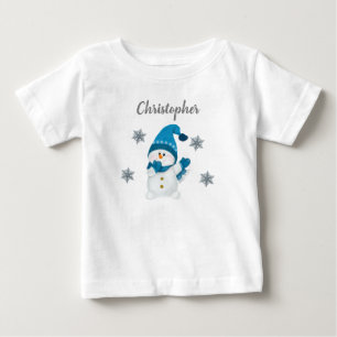 T-shirt Pour Bébé Petit Snowman Snowflakes Bébé Garçon