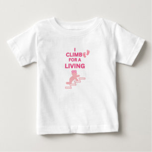 T-shirt Pour Bébé PETIT VOYAGEUR, JE GRIMPE Rose Blanc Bébé Fille