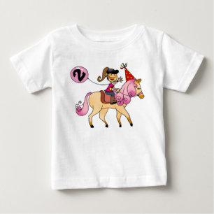 T-shirt Pour Bébé Petite fille de 2 ans sur un poney