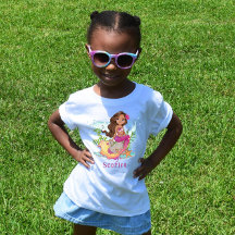 Petite Sirène Brown rose personnalisée T-Shir bébé