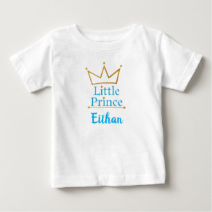 T-shirt Pour Bébé Petits texte de prince Blue et couronne d'or