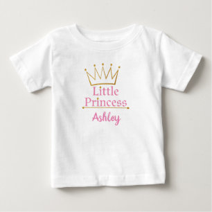 T-shirt Pour Bébé Petits texte de princesse Pink et couronne d'or