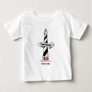 T-shirt Pour Bébé Phare de Cape Hatteras noir et blanc