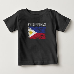 T-shirt Pour Bébé Philippines Flag Vintage - Filipino Flag