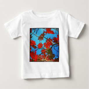 T-shirt Pour Bébé Photo carré - Feuilles rouges d'automne