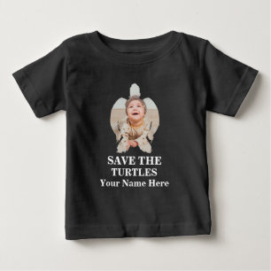 T-shirt Pour Bébé Photo de tortue marine personnalisée sauver les to