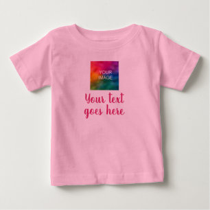 T-shirt Pour Bébé Photo et script personnalisés Modèle rose tendance