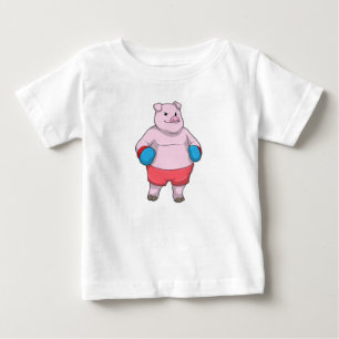 T-shirt Pour Bébé Pig at Boxing with Boxing gloves