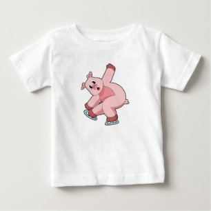 T-shirt Pour Bébé Pig Patinage sur glace Patins sur glace