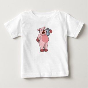 T-shirt Pour Bébé Pig with coffee pot