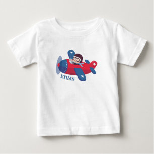 T-shirt Pour Bébé Pilote Aviateur Mignon Personnalisé Avion