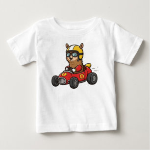 T-shirt Pour Bébé Pilote de voiture de course bébé alpaca mignon