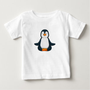 T-shirt Pour Bébé Pingouin au Yoga Fitness en Assis