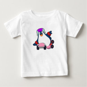 T-shirt Pour Bébé Pingouin comme Patineur Inline avec Patins Inline