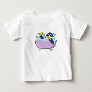 T-shirt Pour Bébé Pingouin dans la baignoire avec canard