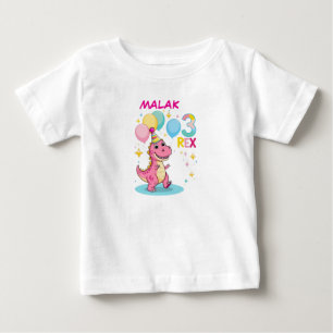 T-shirt Pour Bébé Pink Dino 3ème anniversaire de fête Graphic