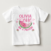 Pink One In A Melon 1er Birthday Baby T Shirt