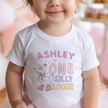 Pink One Silly Goose - Retro Girl First Birthday