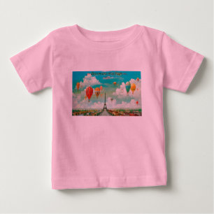 T-shirt Pour Bébé PixDezines ballons vintages/eiffel/paris